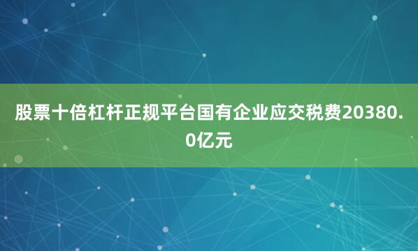 股票十倍杠杆正规平台国有企业应交税费20380.0亿元